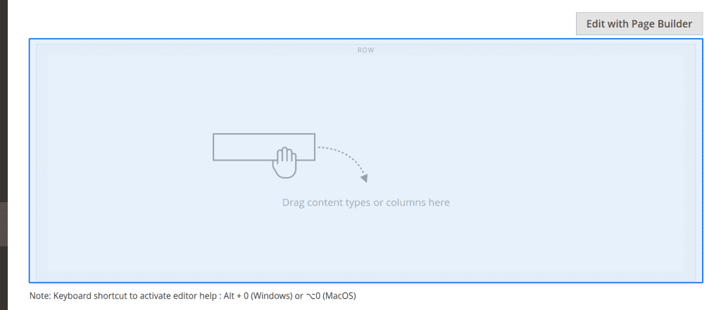 Print screen of drag and drop element in Page Builder being dragged on the screen. 